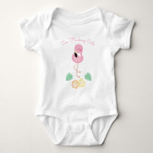 Body Fille Flocking mignon Tropical Flamant rose rose