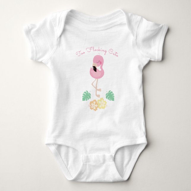 Body Fille Flocking mignon Tropical Flamant rose rose (Devant)
