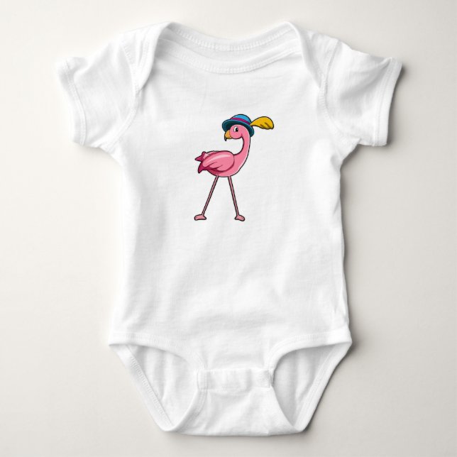 Body Flamant rose avec Casquette & Plume (Devant)