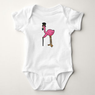 Body Flamant rose comme Groom avec Casquette & canne