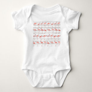 Body Flamant rose tropical Blue Stripes Motif