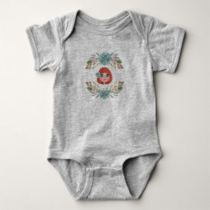Body Fleurs bleues et roses, bébé fille gris personnali