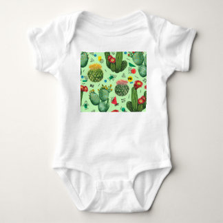 Body Fleurs de cactus : Aquarelle Arrière - plan géomét