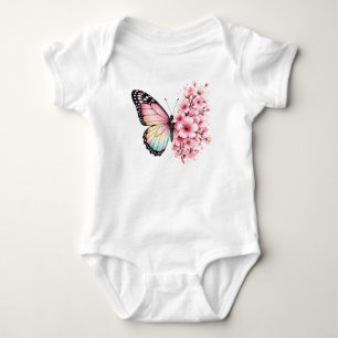 Body Fleurs de papillon d'été Dessin floral aquarelle