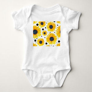Body Fleurs de soleil jaunes Motif Arrière - plan blanc