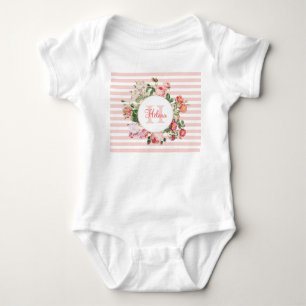 Body Fleurs vintages Pink Stripes Monogramme