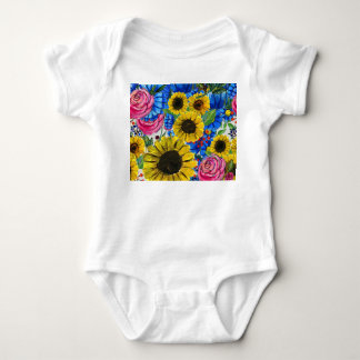 Body Floral bleu jaune rose sans joint