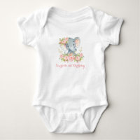 Floral Girl Elephant Bodysuit 1er anniversaire