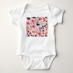 Body Floral, oiseaux, motif vintage sans soudure.