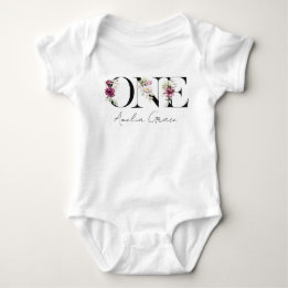Body Floral ONE Baby Girl's 1st Birthday + Nom tenue