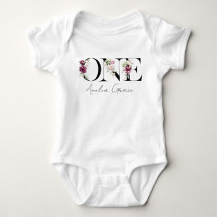 Body Floral ONE Baby Girl's 1st Birthday + Nom tenue