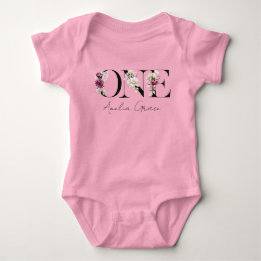 Body Floral ONE Baby Girl's 1st Birthday + Nom tenue
