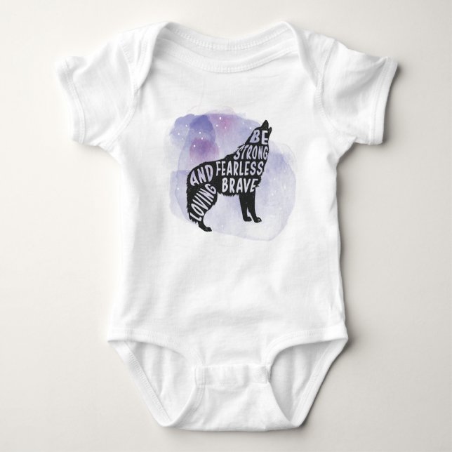 Body Forêt Howling Wolf Art Lover Baby Bodysuit (Devant)