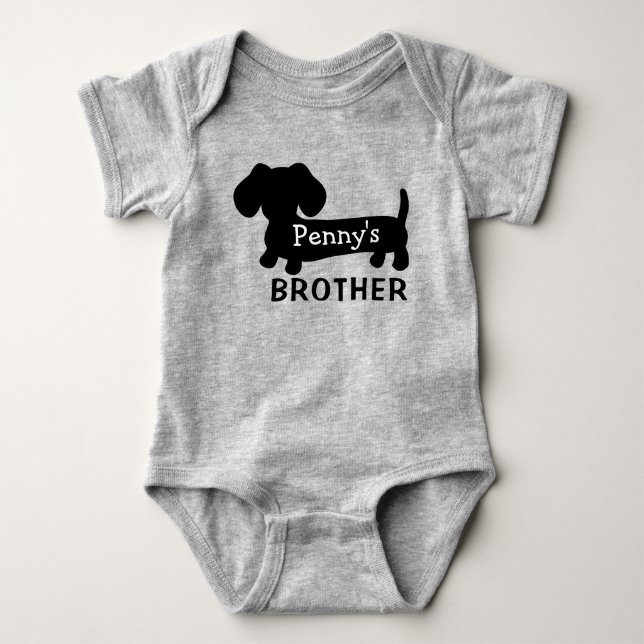 Body Frère bébé de Dachshund Personnalisé avec le nom (Devant)