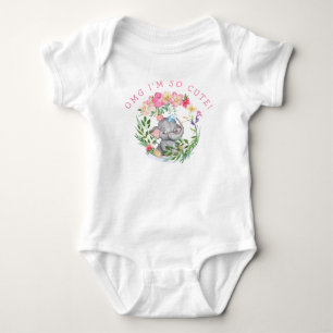 Body Fun Elephant OMG si mignon Fleurs de texte rose fi