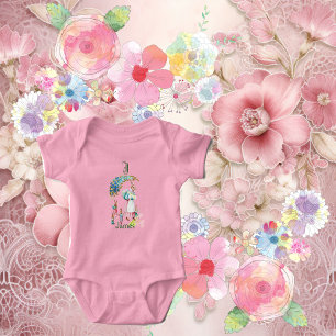 Body Funky Baby Maman Lapin Pâques Floral Monogramme Pe