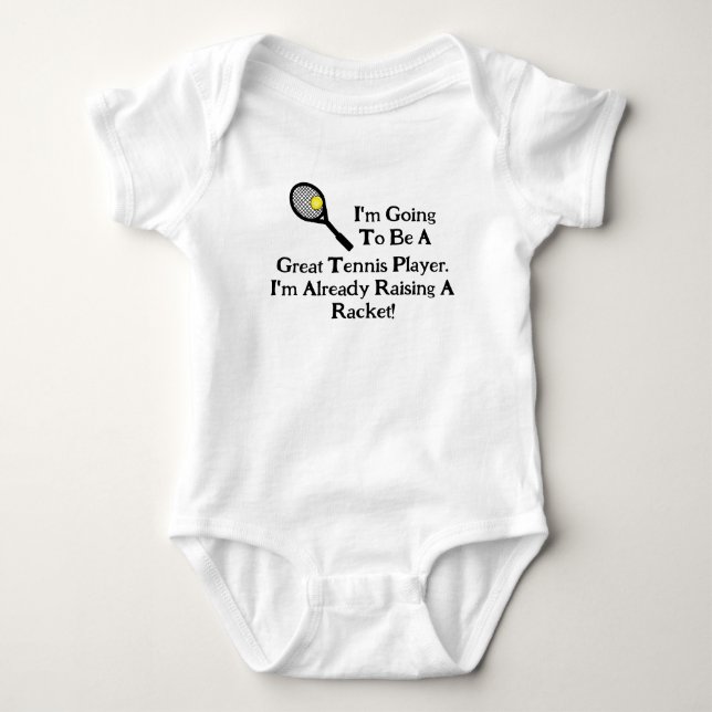 Body Funny Baby Tennis T-Shirt Élevant Une Raquette ! (Devant)