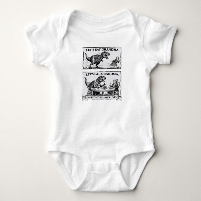 Body Funny Grammar Baby Singlet – “Let’s Eat, Grandma" (Devant)