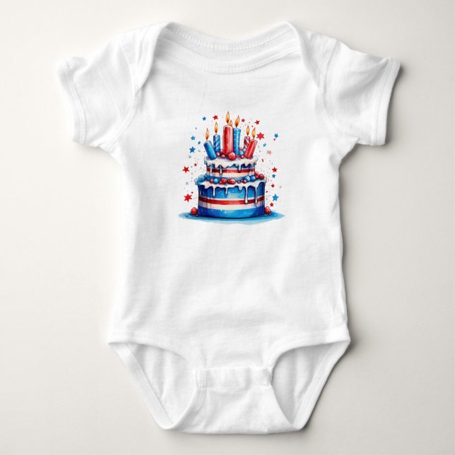 BODY GÂTEAU D'ANNIVERSAIRE PATRIOTIQUE ROUGE BLANC BLEU (Devant)
