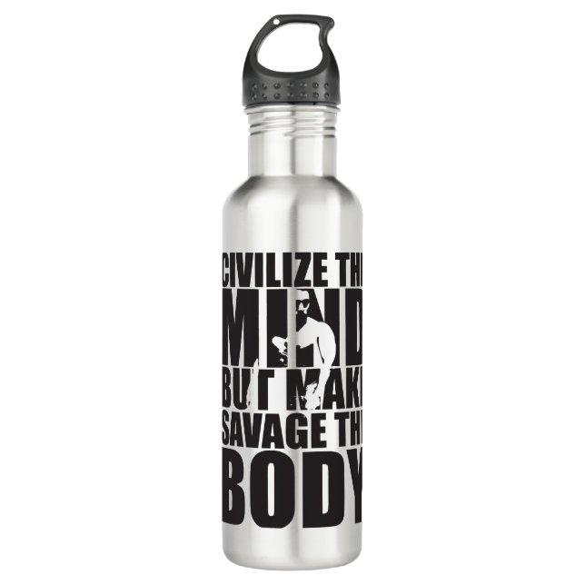 "Body Gebäude" Motivierend Edelstahlflasche (Vorderseite)