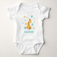 Genre Neutre Mignonne Giraffe & Étoiles Baby Monog