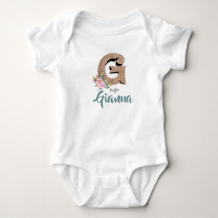 Body Gianna Nom Reveal Wood Letter Floral Girl Romper