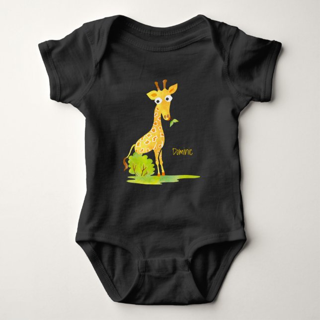 Body Girafe aquarelle pour garçons personnalisé animal (Devant)