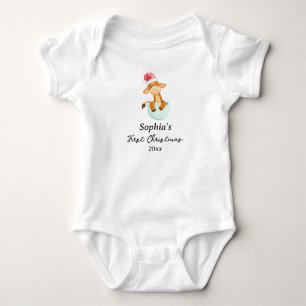Body Girafe de Noël de bébé personnalisée avec prénom
