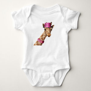 Body Giraffe dans un casquette rose brillant