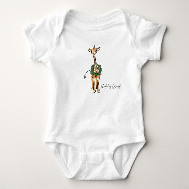 Body Giraffes de Noël, couronne verte rouge Holly (Devant)