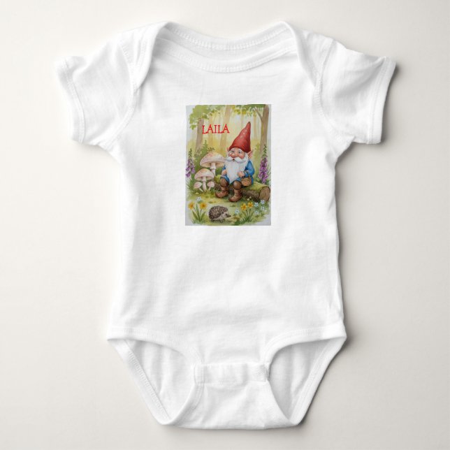 Body Gnome baby one piece customize name                (Devant)
