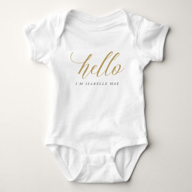 Body Gold Hello Nom personnalisé Bodysuit bébé (Devant)