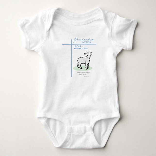 Body Grand-fils Baptême Lamb Bleu Personnalisé (Devant)