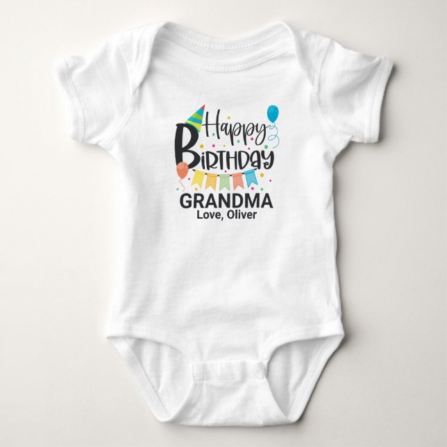 Body Grand-mère d'anniversaire joyeuse personnalisée (Devant)