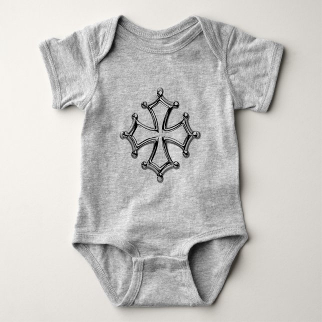 Body graues Baby occitanekreuz Baby Strampler (Vorderseite)