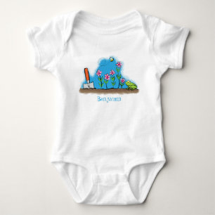 Body Grenouille mignonne et abeille dans le jardin dess