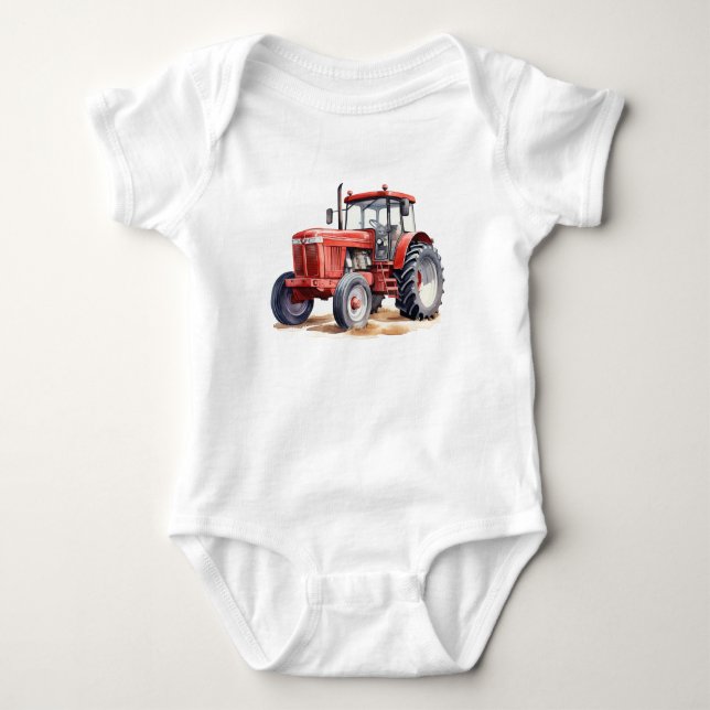 Body Gros tracteur rouge, garçon et fille cadeau bébé (Devant)