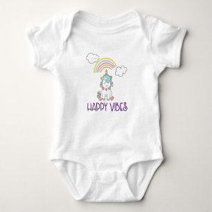 Body Happy Vibes Typographie mignonne souriant Unicorn