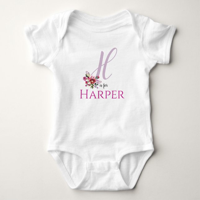 Body Harper Nom Reveal Floral Letter H Girl Whimsical (Devant)
