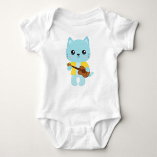 Body Hawaii Chat, Cute Chat, Blue Chat, Guitare, Luau
