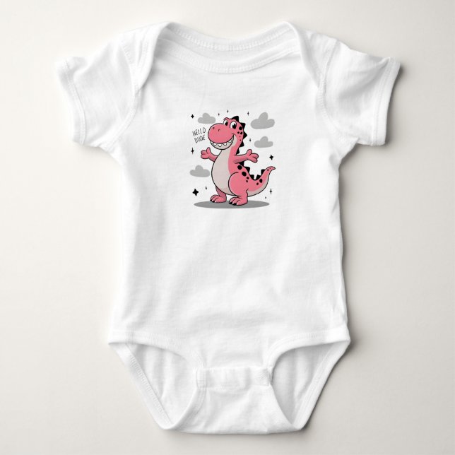 Body Hello Dude Kids Pink Dinosaur T-Shirt (Devant)