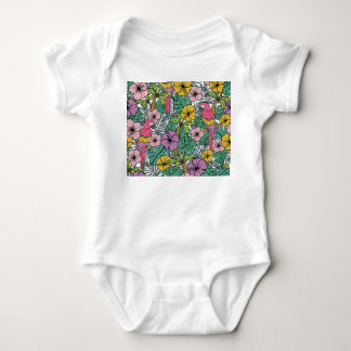 Body Hibiscus tropical, palmier, perroquets motif.