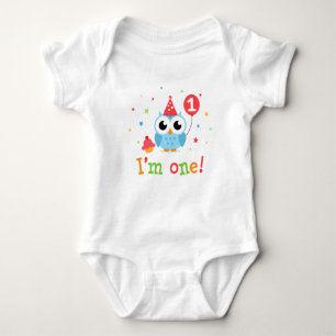 Body Hibou mignon et bleu avec le ballon et petit