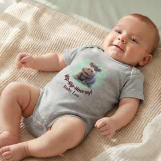 Body "Hip-Hip-Hooray!" Hippo Personalized Baby Bodysuit