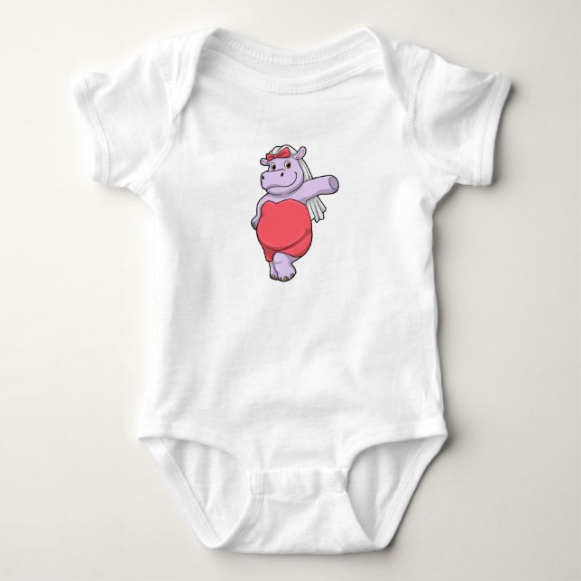Body Hippopotame en mariée avec voile et nœud (Devant)