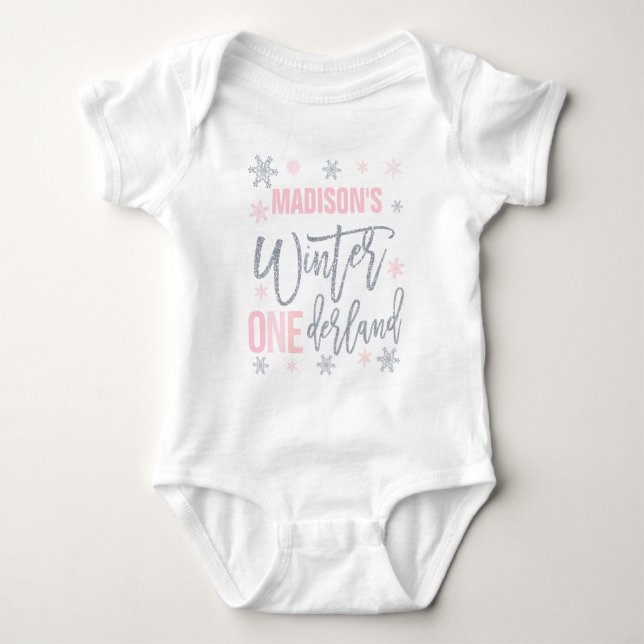 Body Hiver ONEderland rose 1er anniversaire tenue (Devant)