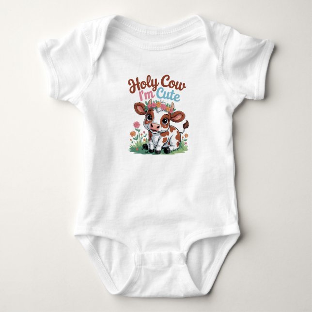 Body Holy Cow I'm Cute – Baby Cow Cartoon Design (Devant)