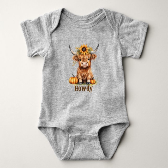 Body Howdy Highland Baby Cow Fall Citrouille (Devant)