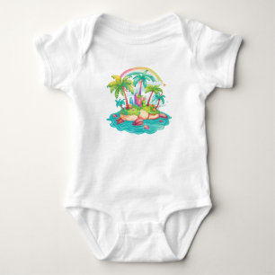 Body Île tropicale avec palmiers et arc-en-ciel