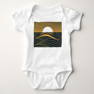 Body Illustration de lune de soleil stylisée, mer sombr